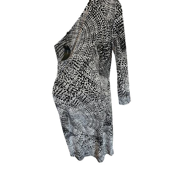 NWT BCBG one arm geometric black white formal chic size S midi dress Asymmetric - Picture 3 of 9